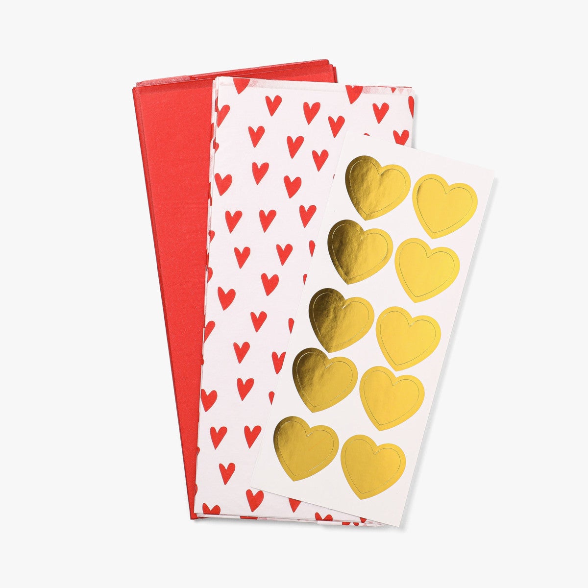Silkepapir Red and Hearts m Stickers