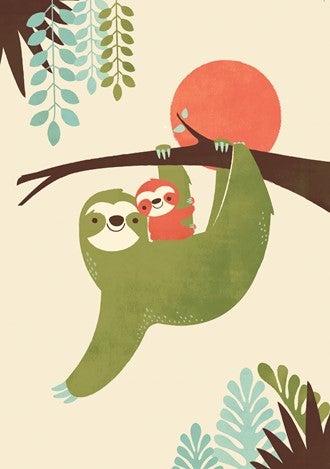 Dobbelt kort 12x17, Jay Fleck, Mama Sloth