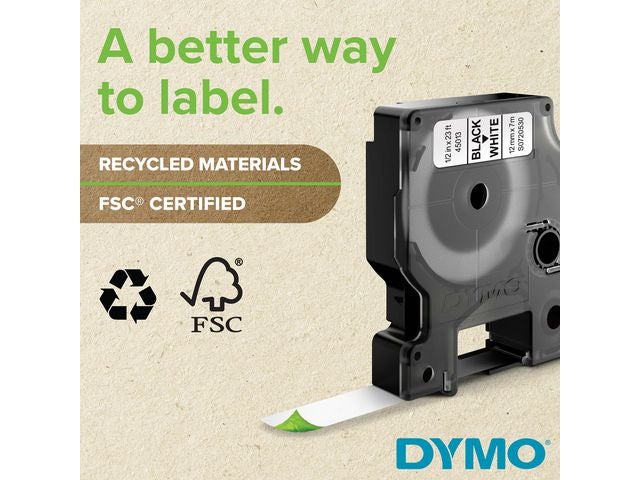 Tape Dymo D1 24mmx7m sort/hvit