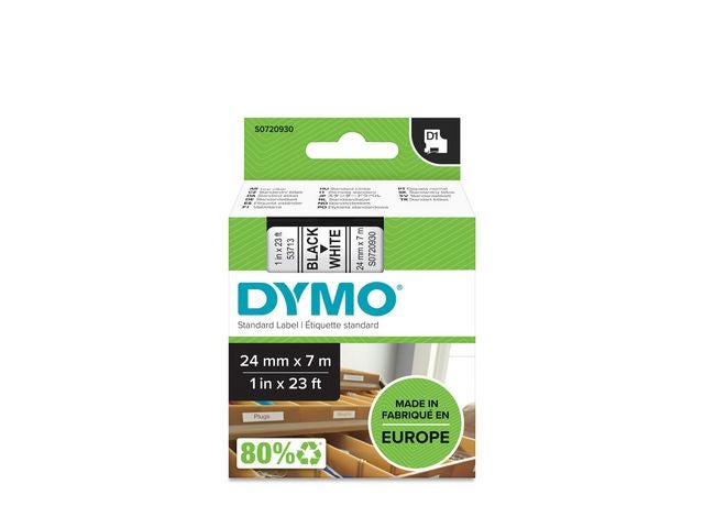 Tape Dymo D1 24mmx7m sort/hvit