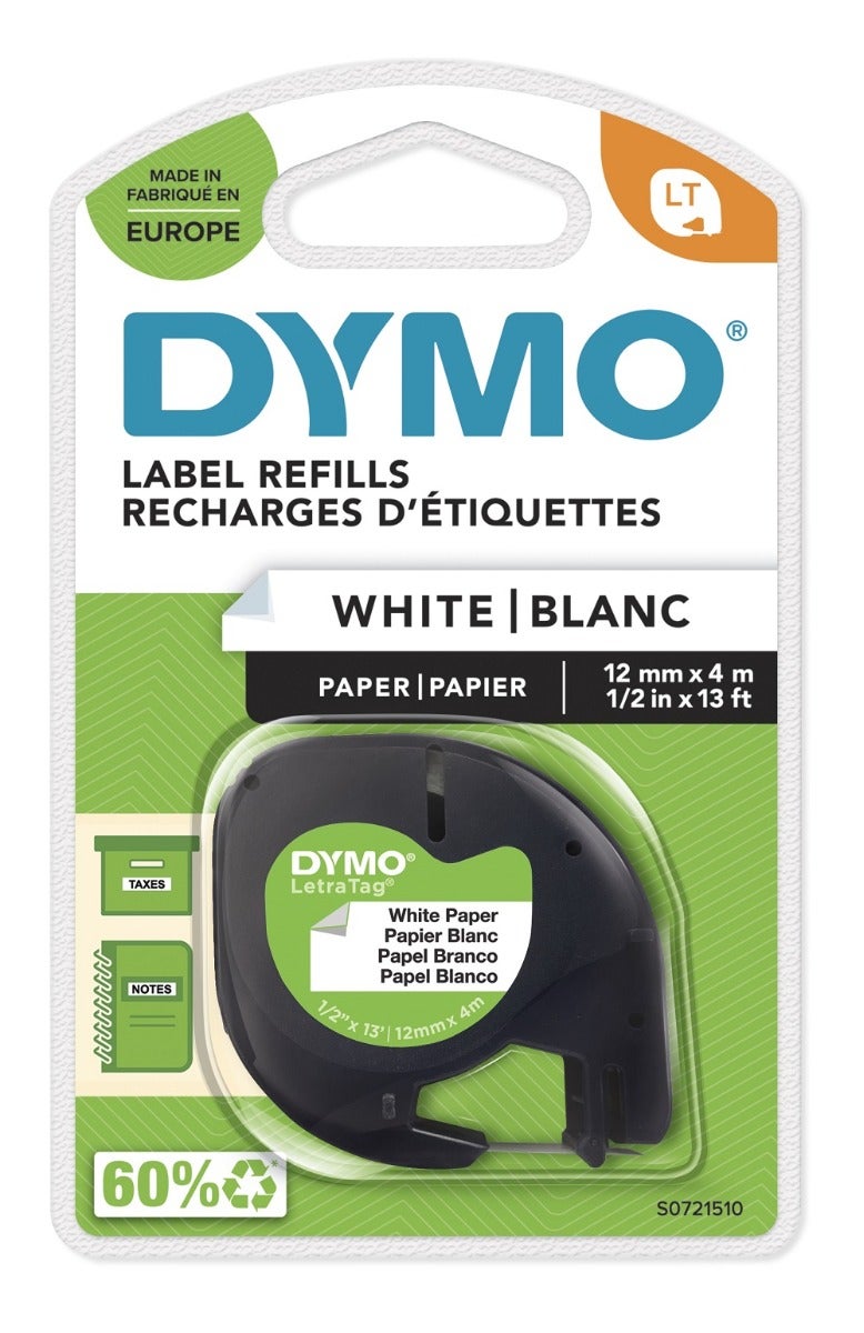 Tape Dymo Letratag papir hvit