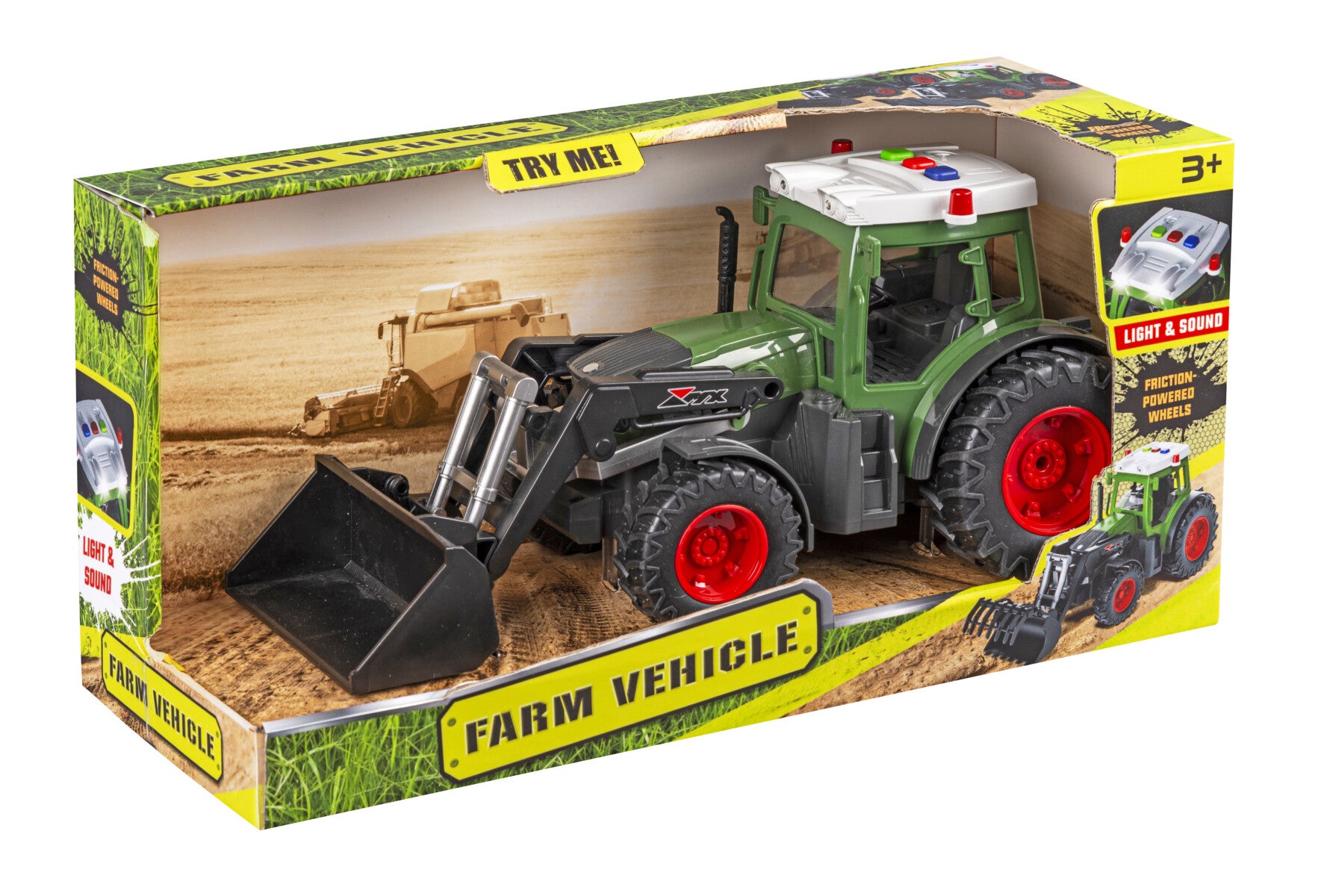 Traktor m/skuff Friksjon Lys og Lyd