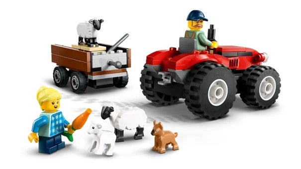 Lego Sett med rød traktor, henger og sau 60461