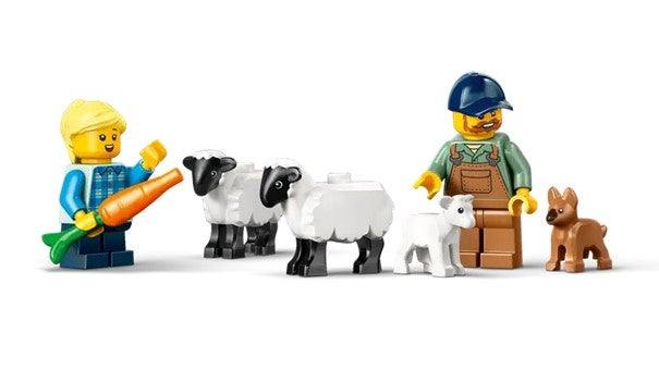 Lego Sett med rød traktor, henger og sau 60461