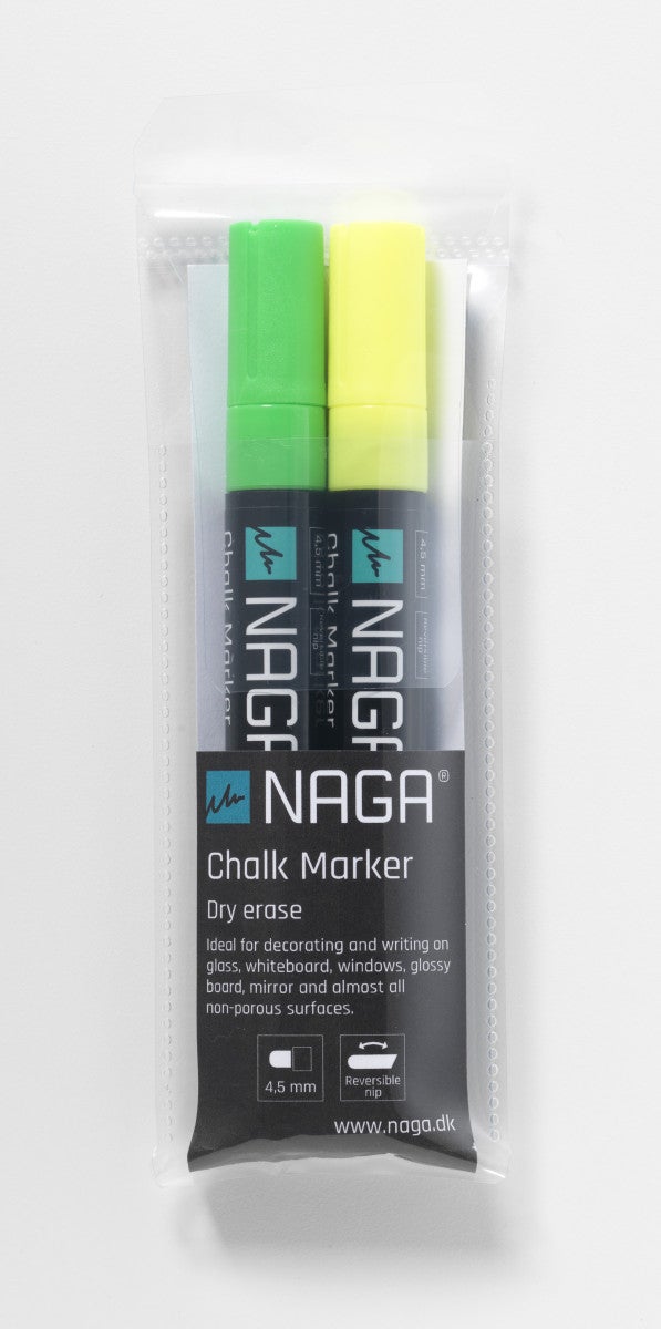 Marker Grønn/Gul 4.5mm For Glasstavler(2)
