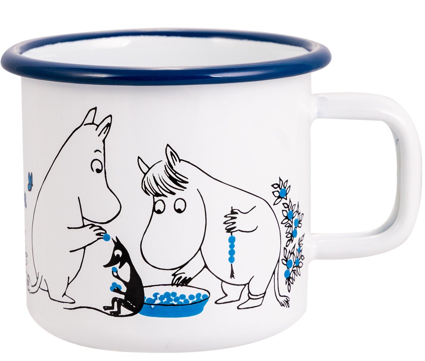 Mummikopp Emalje Blueberries 3,7 dl Hvit