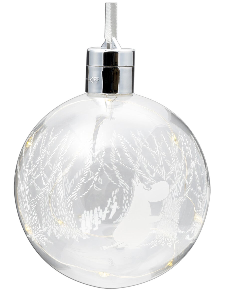 Dekorasjonskule Mummi i skogen glass LED