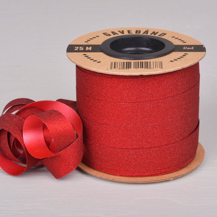 Gavebånd Rød/Glitter 10mm X 25m