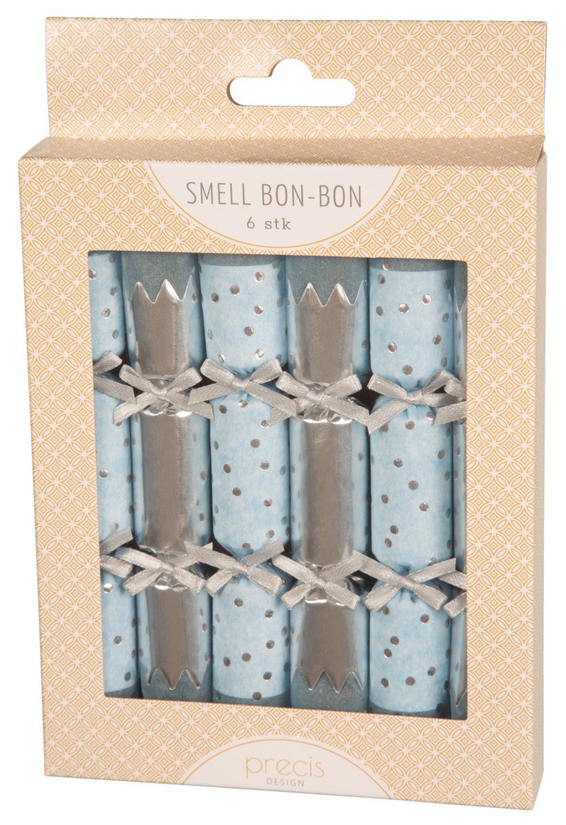 Smellbonbon med sløyfe lysblå og sølv