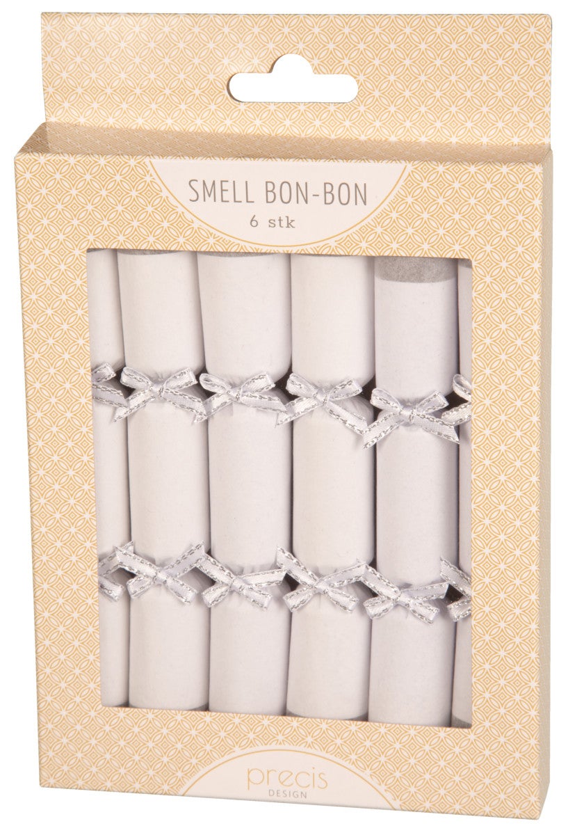 Smellbonbon med sløyfe hvit pearl