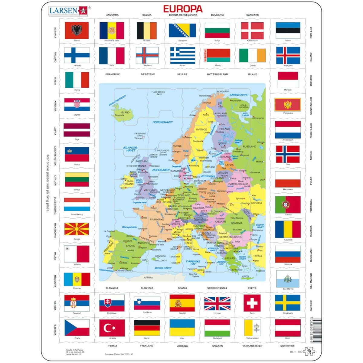 Platepusle Maxi 70 Kart m/flagg Europa