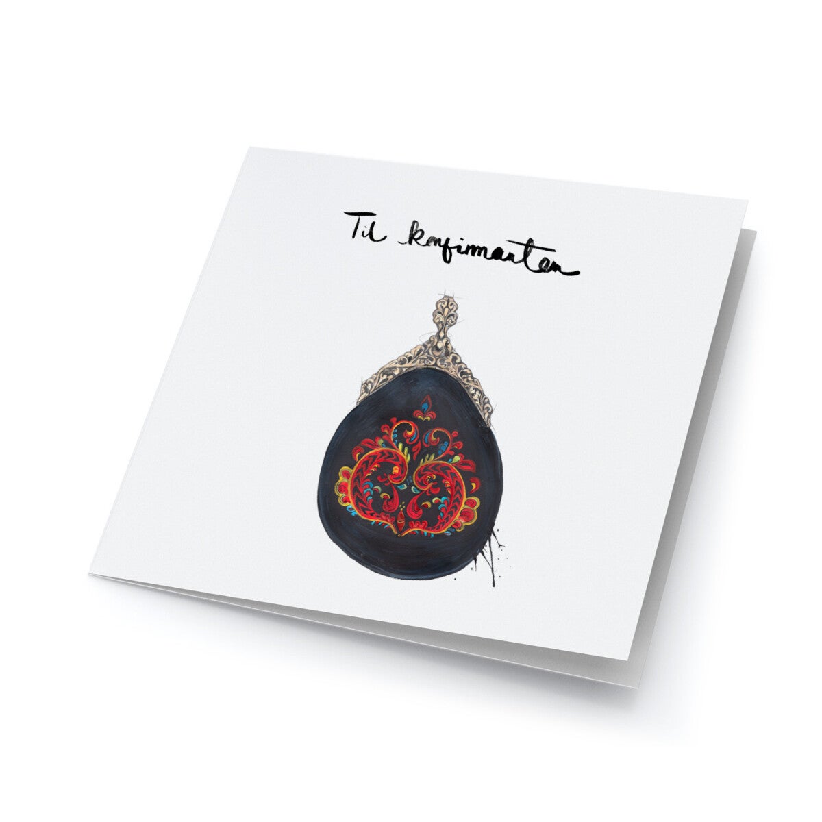 Kort konfirmasjon Bunadsveske Telemark Emmeselle