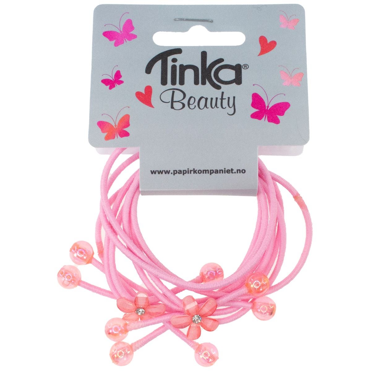 Hårstrikker 6 Stk Rosa M/Perler/Sløyfer