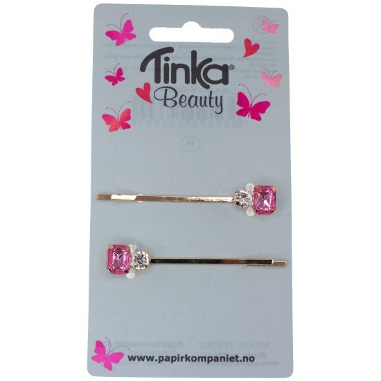 Hårspenne m/rosa Stener 2 Stk