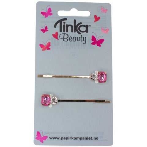 Hårspenne m/rosa Stener 2 Stk