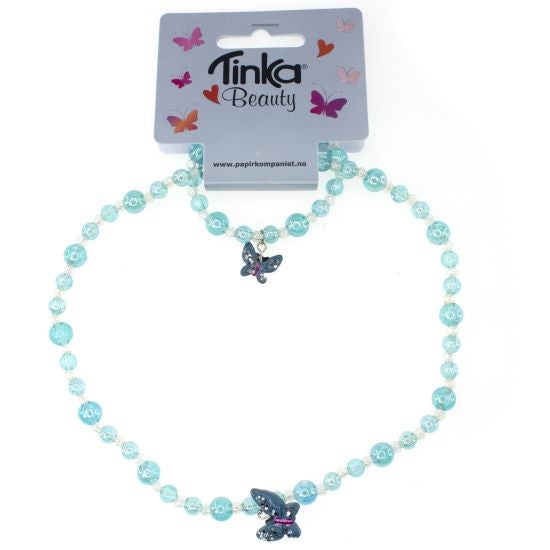 Halskjede m/Armbånd Sommerfugl Blå