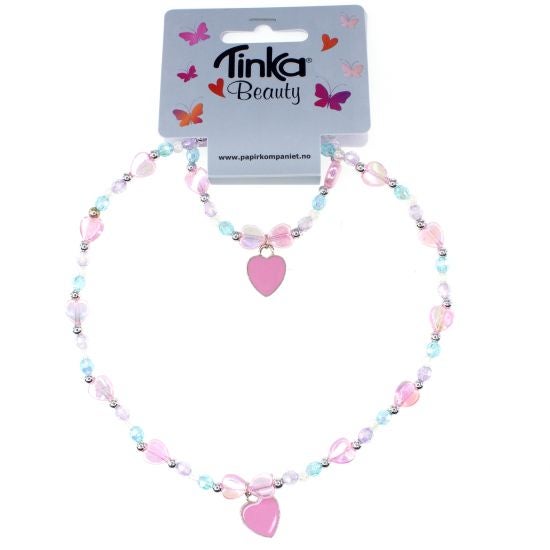 Halskjede/Armbånd Rosa Hjerte