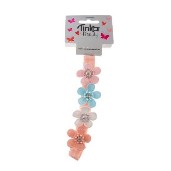 Hårbånd m/Blomster  Rosa/Hvit/Blå