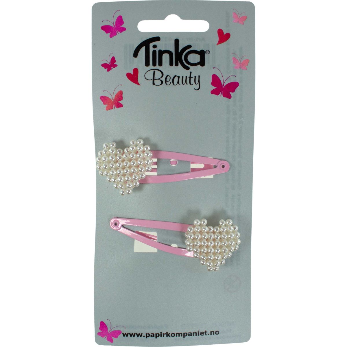 Hårclips 2Stk Hjerte m/Perler