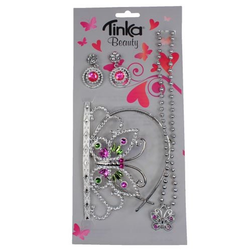 Prinsessesett Tiara, Halskjede, Ørepynt. Rosa