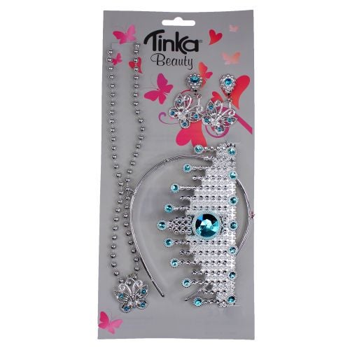 Prinsessesett Tiara, Halskjede, Ørepynt. Blå