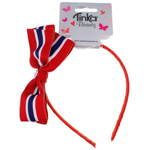 Hårbøyle m/sløyfe rød/hvit/blå - Tinka Beauty