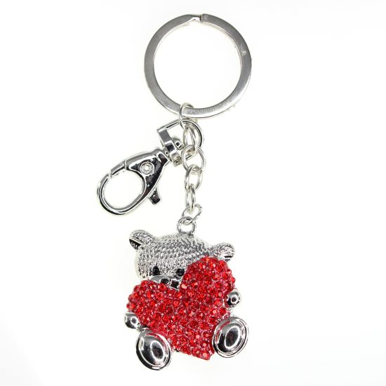 N.Ring/Bag Charm Bamse M/Rødt Hjerte