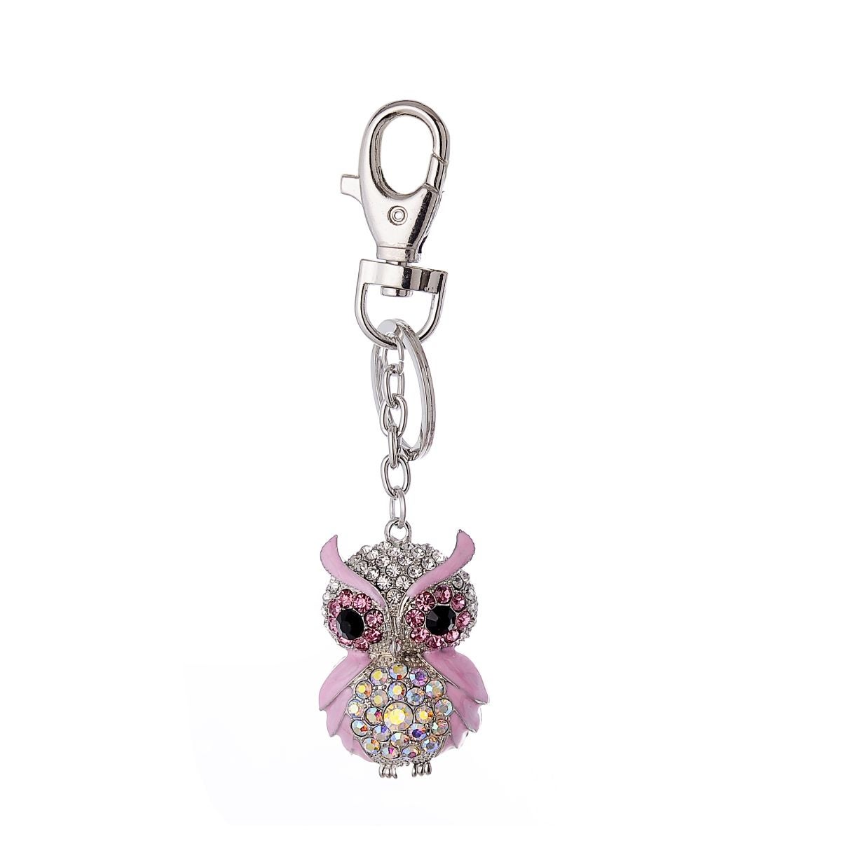 Nøkkelring/Bag Charm Ugle Rosa