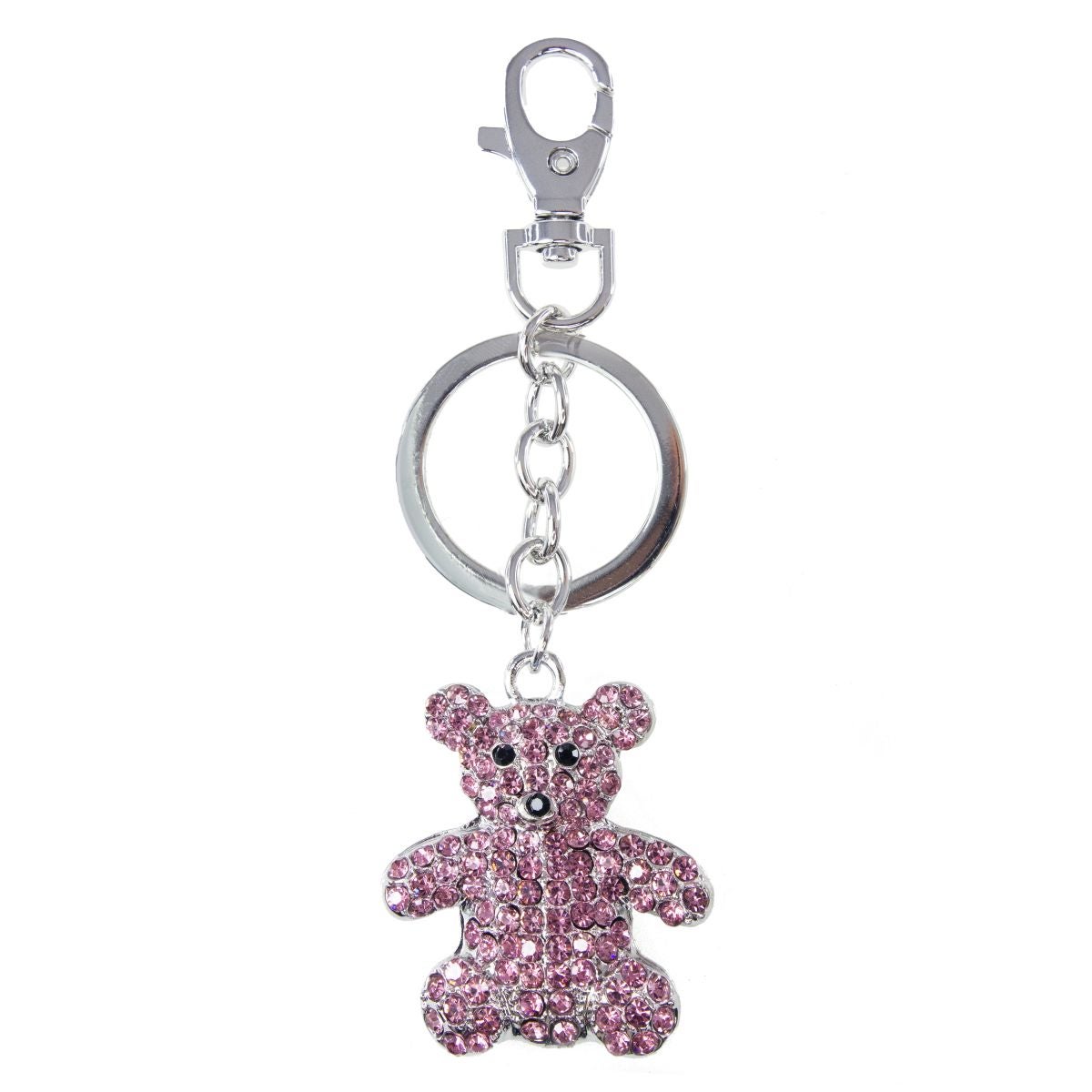 Nøkkelring/Bag Charm Bamse Rosa