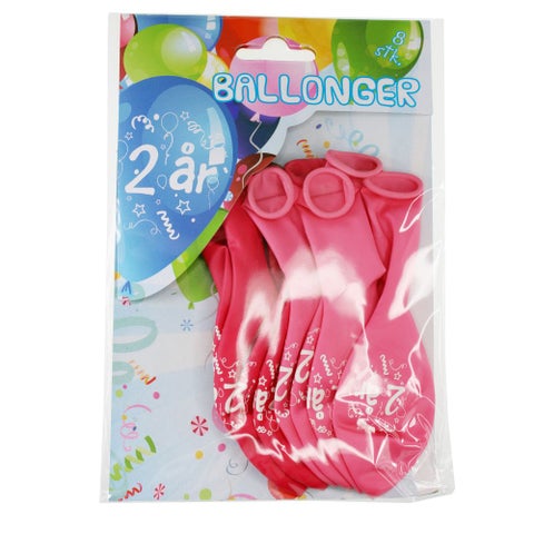 Ballonger 2år 8pk rosa