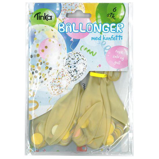 Ballonger 4pk m/Konfetti rosa/gull/sølv
