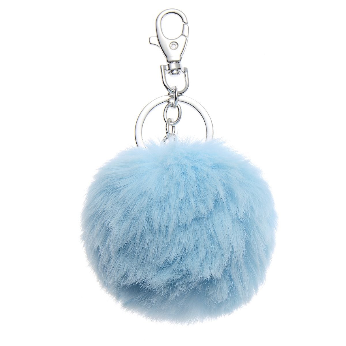 Nøkkelring plysj pompom lyseblå