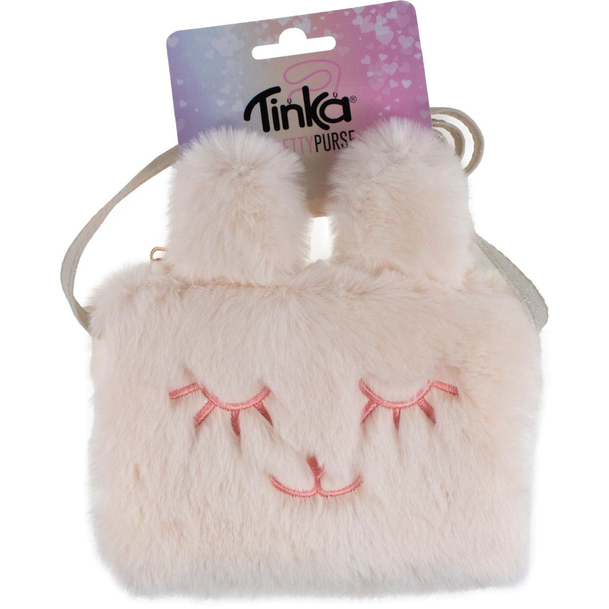 Veske Hvit Plysj m/ansikt- ører Tinka Pretty