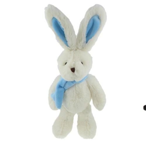 Kanin 25 cm m/tørkle krem/blå Tinka Baby