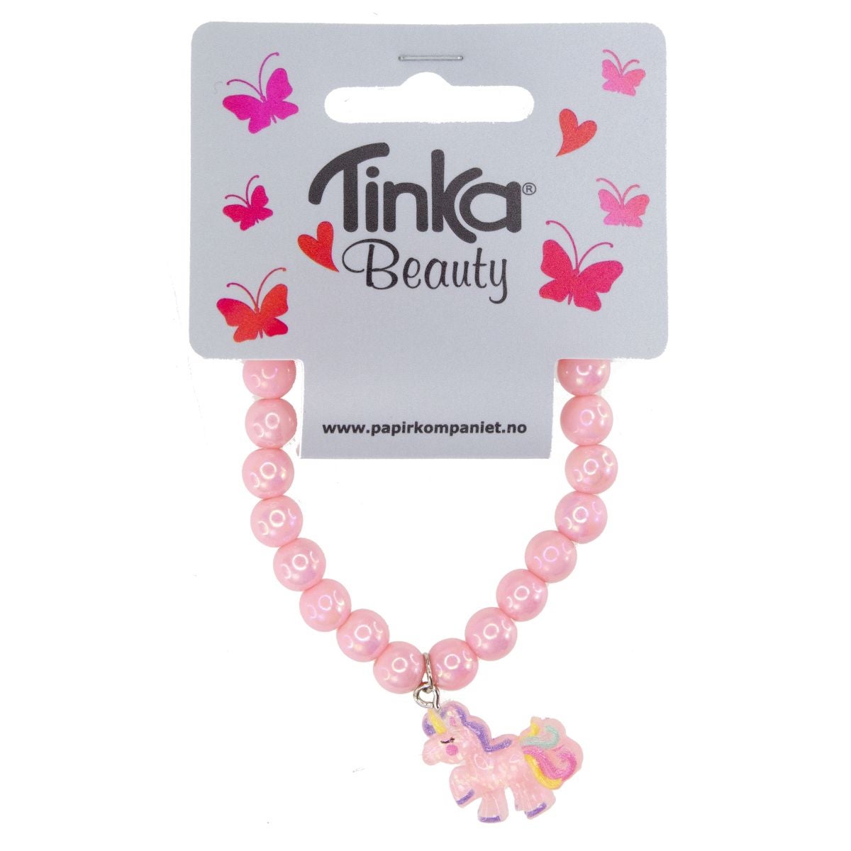 Arbånd Rosa Perler m/unicorn Tinka