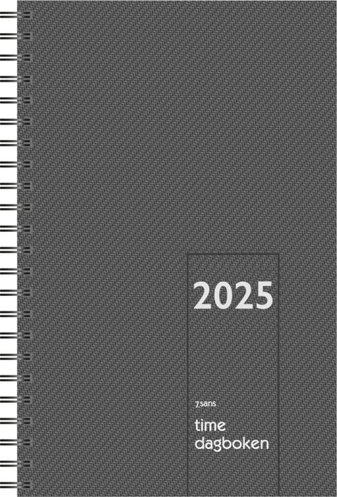 Kalender 2025 7.Sans Timedagboken Spiralisert Grå