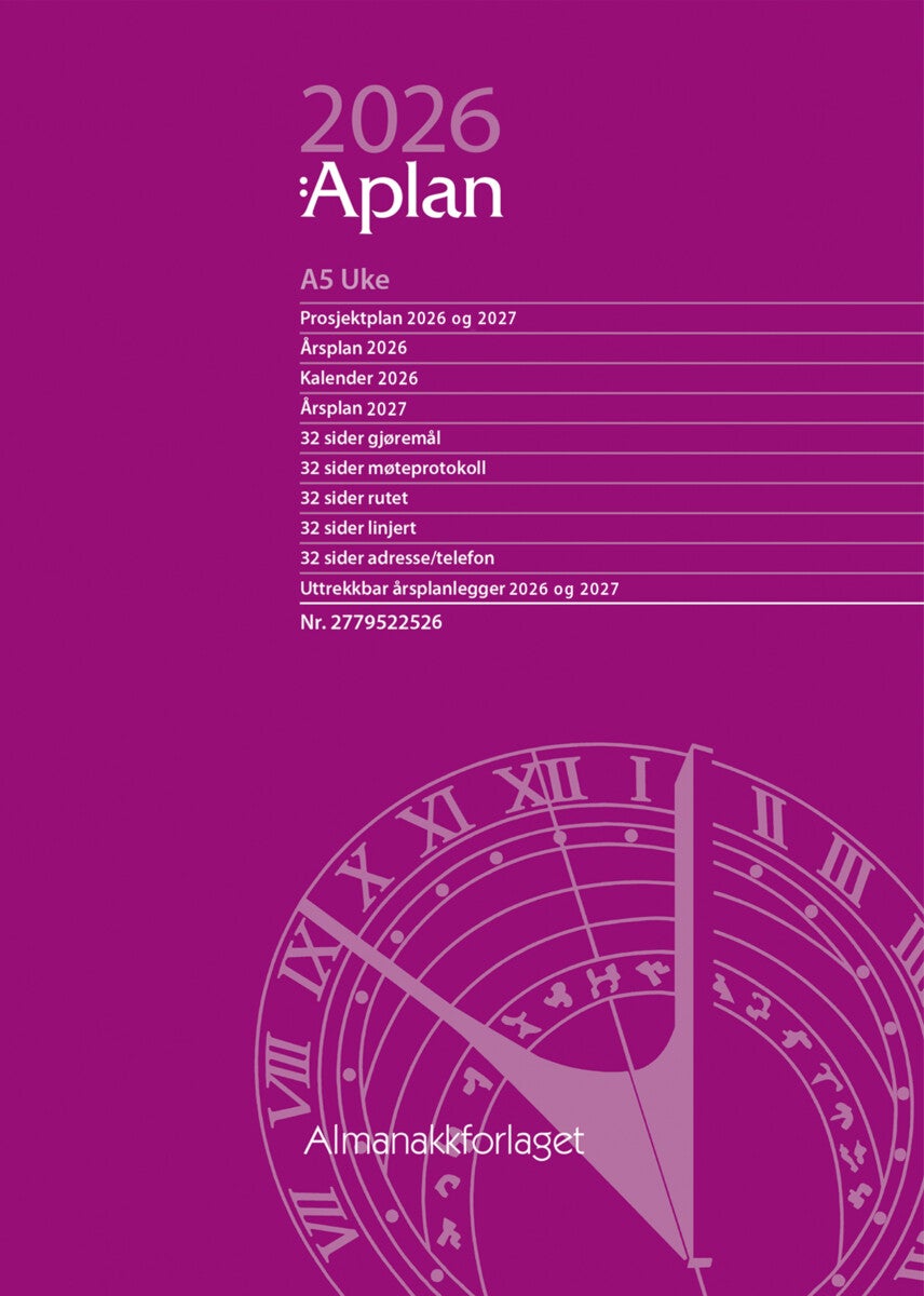 Kalender 2026 Aplan A5 Uke Årssett