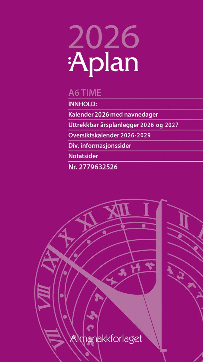 Kalender 2026 Aplan A6 Time Uke Årssett