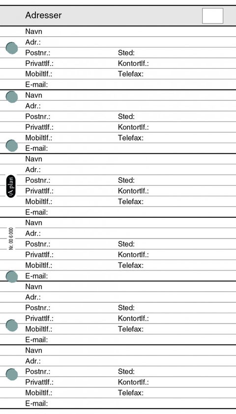 Aplan Pocket Adresse-/Telefonskjema