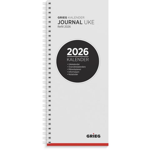 Journalkalender Grieg 2026 spiral refill