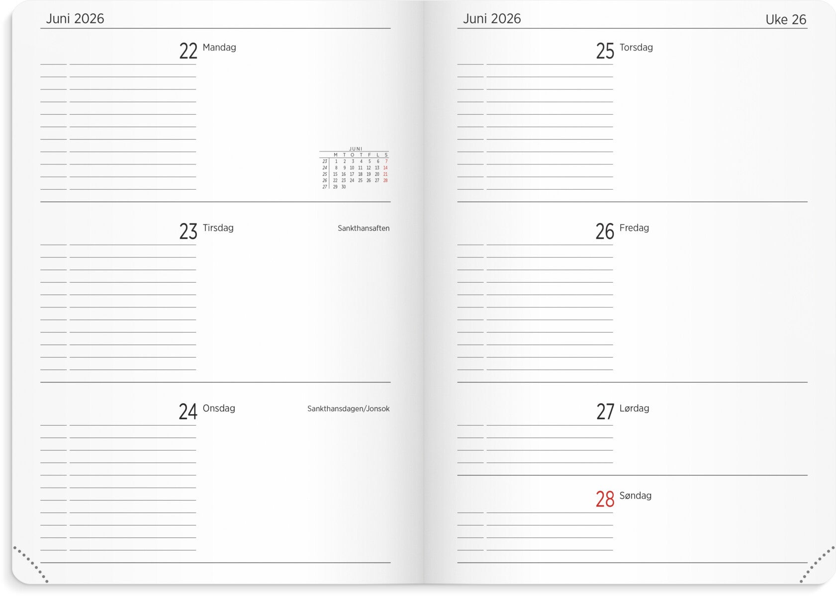 Studentkalender Grieg A5 myk 25/26 rosa