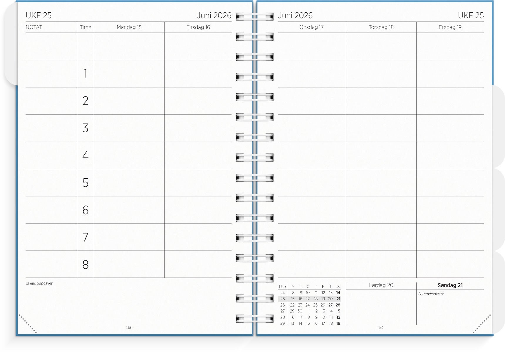Lærerkalender A5 vg skole 25/26 blå