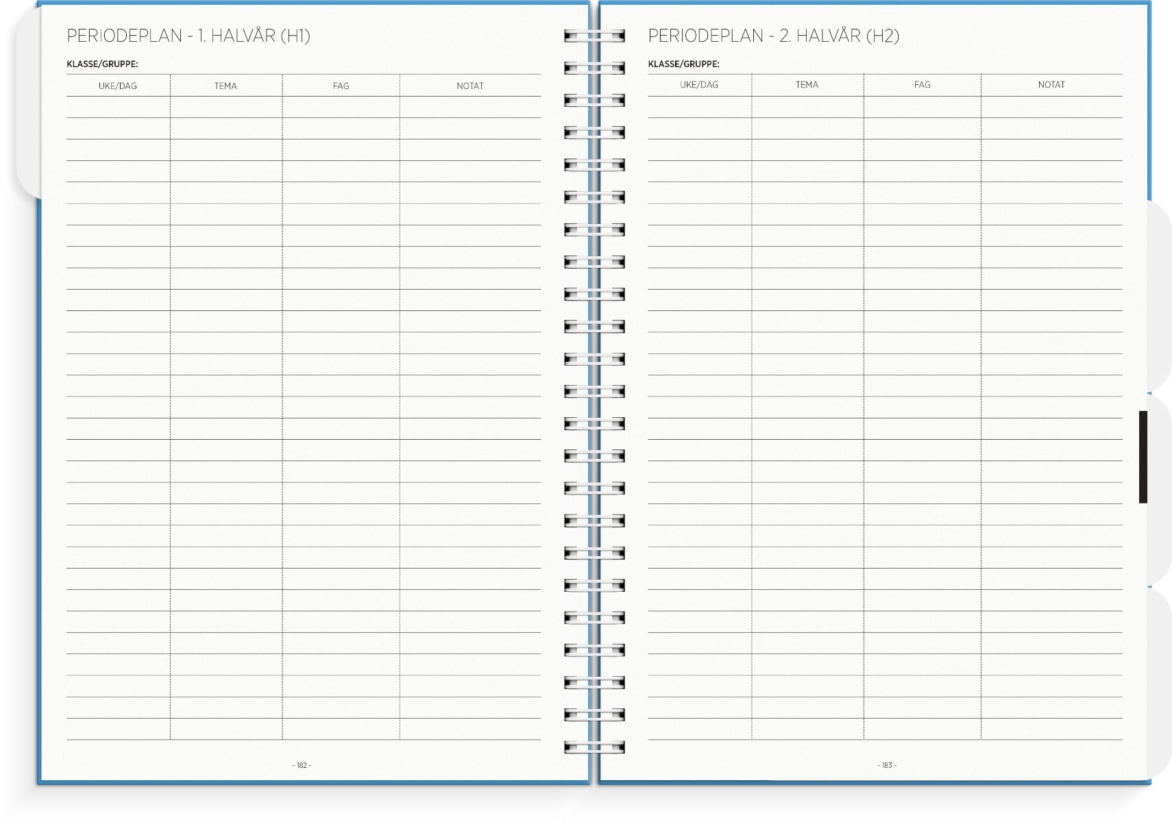 Lærerkalender A4 vg skole 25/26 blå