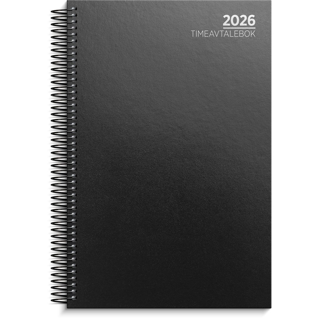 Timeavtalebok Grieg spiral 2026 sort