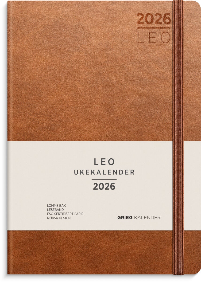 Ukekalender Grieg Leo A5 Lite 26 cognac