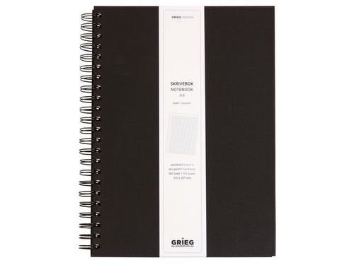 Spiralbok Grieg A4 100g 160s Ruter Sort