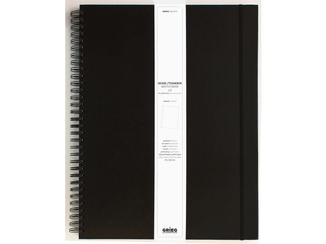 Skissebok Grieg A3 Stående Sort