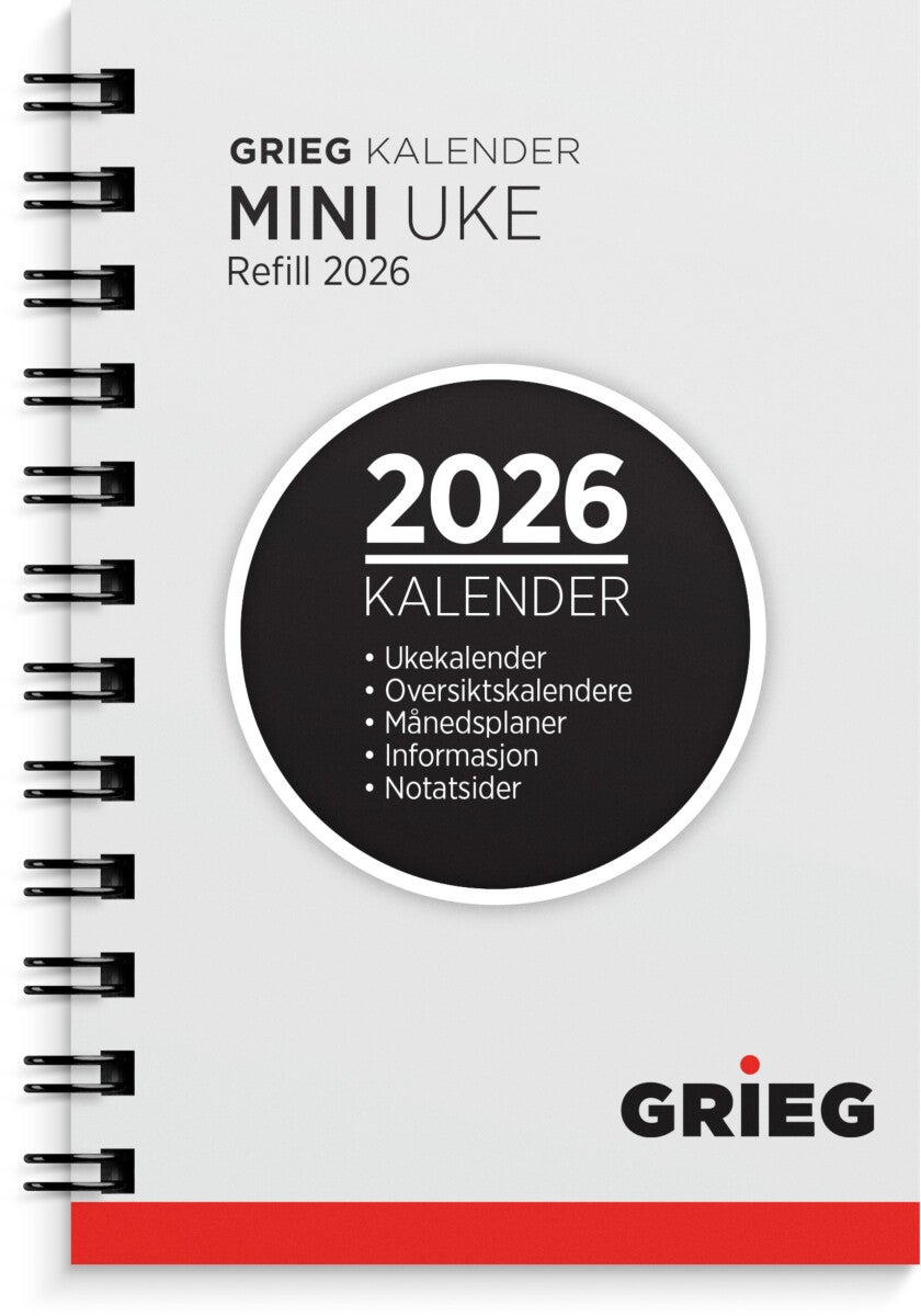 Lommekalender Grieg Mini 2026 refill