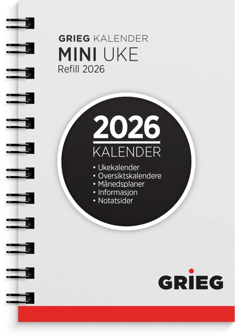 Lommekalender Grieg Mini 2026 refill