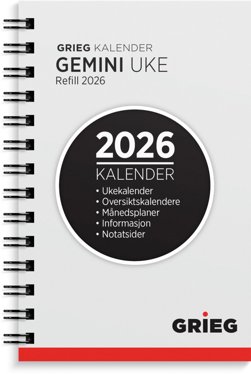 Lommekal Grieg Gemini 2026 refill